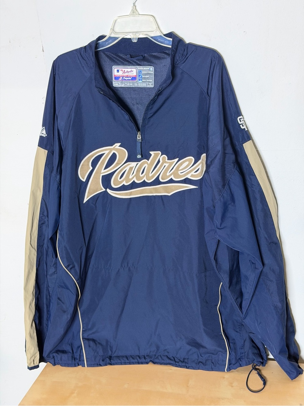 Majestic San Diego Padres Authentic Cool Base Quarter Zip Jacket Navy 3XL